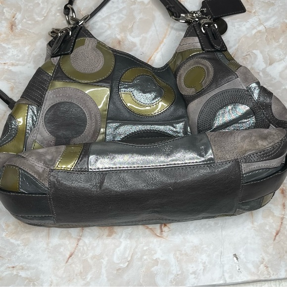 COACH MAGGIE MIA INLAID C LEATHER and SUEDE HOBO SHOULDER HANDBAG F1069-15770 - Picture 3 of 15